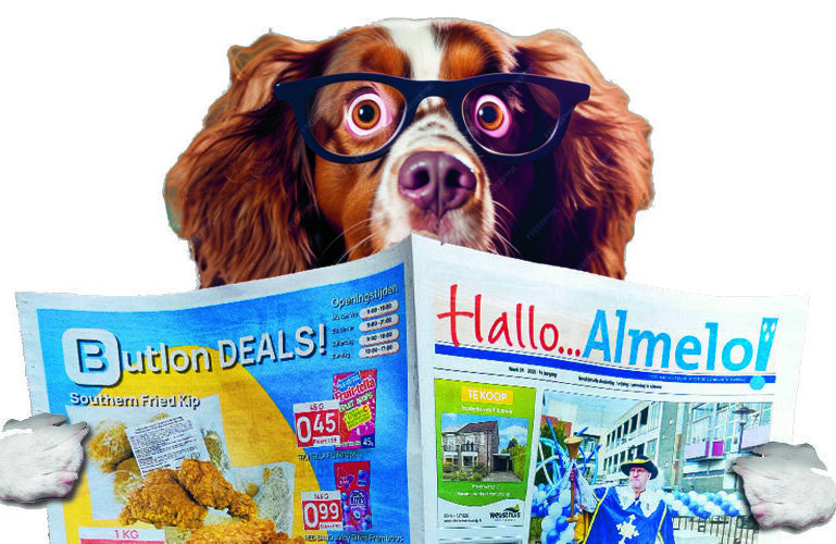hond-leest krant Hallo Almelo kopie.jpg