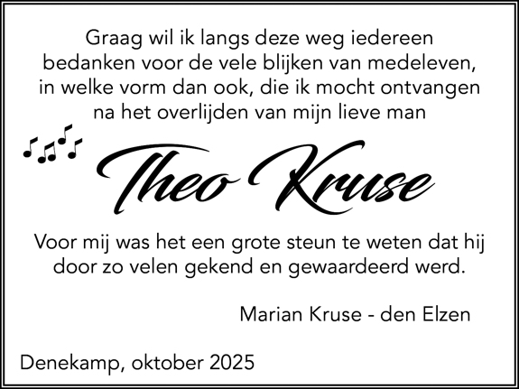 Dankbetuiging Dinkelland Visie Dhr. Kruse